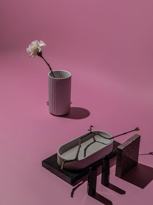 Minimalist artistic pink composition representing inner peace and focus